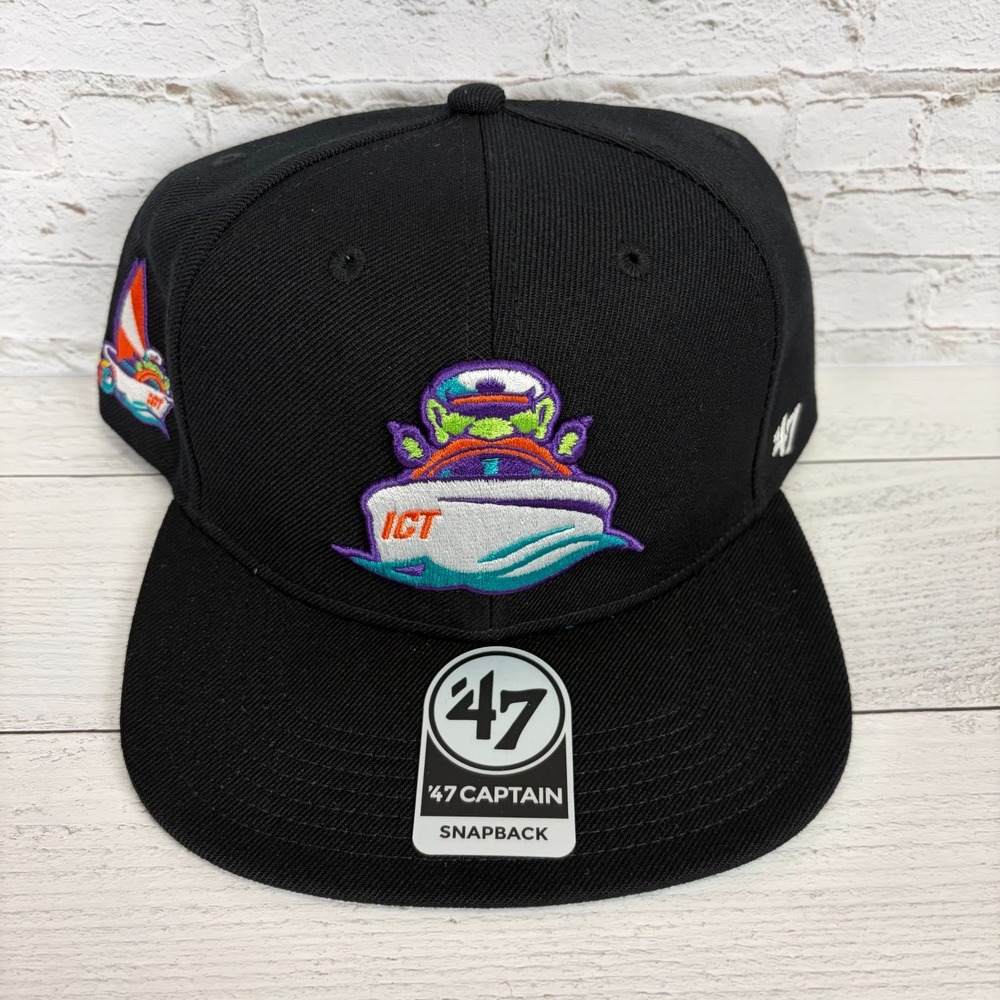 Wichita Wind Surge '47 Black Turbo Tubs Sure Shot Undertone Captain SnapBack Hat